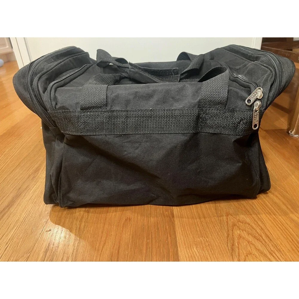 Charlie Sports Black Duffel Bag Gym Travel Bag Multiple Pockets 18x9 Inches